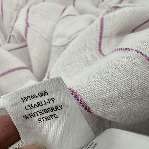 Rails x Free People Charli Button Down Shirt Linen Blend Pink Stripe Women’s M - Picture 9 of 13